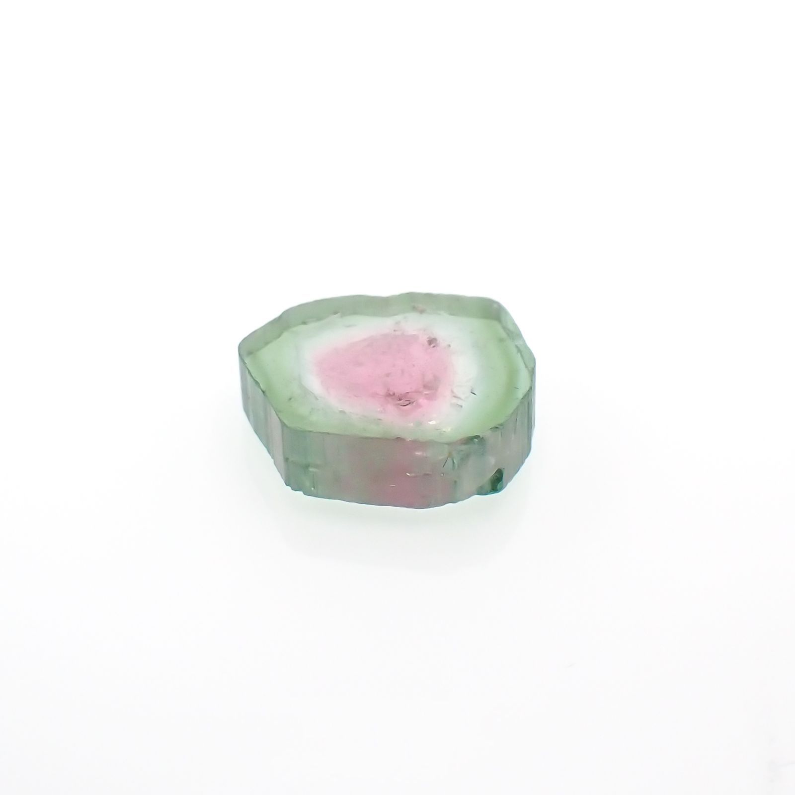 ウォーターメロントルマリン 原石スライス コンゴ民主共和国産 2.96ct[221018616]10.4x10.4mm前後