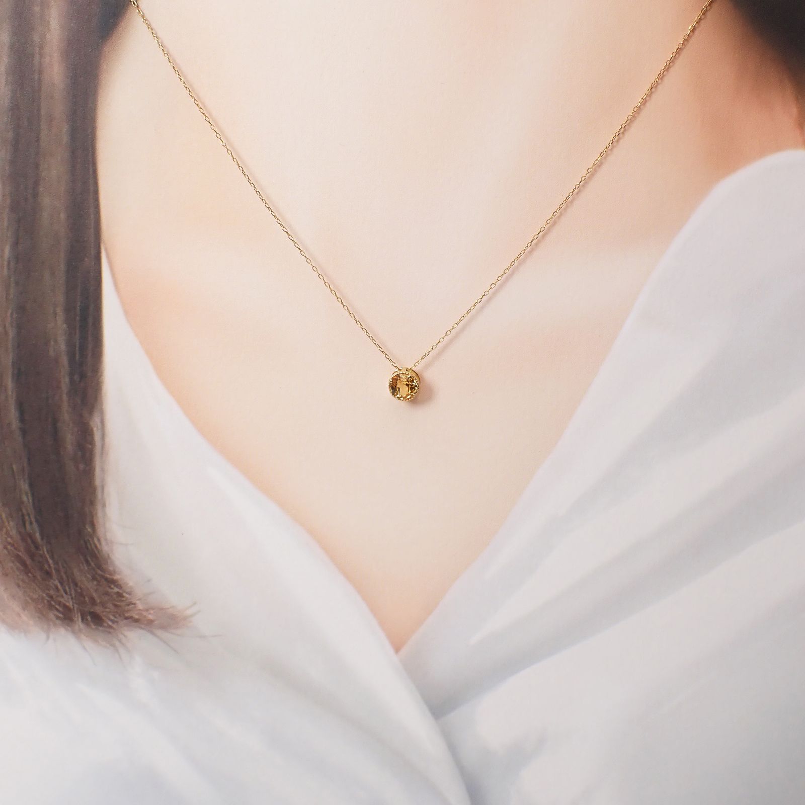 ◇K18 Lumiere（ルミエール）◇シトリン | 一粒石ジュエリー 5mm [チャーム/ペンダントトップ※チェーン別売り]