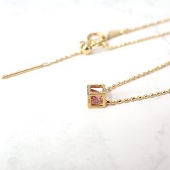 ◇K18 Reinette（レネット）◇ピンクトルマリン | キューブボックスデザイン [チャーム/ペンダントトップ※チェーン別売り]