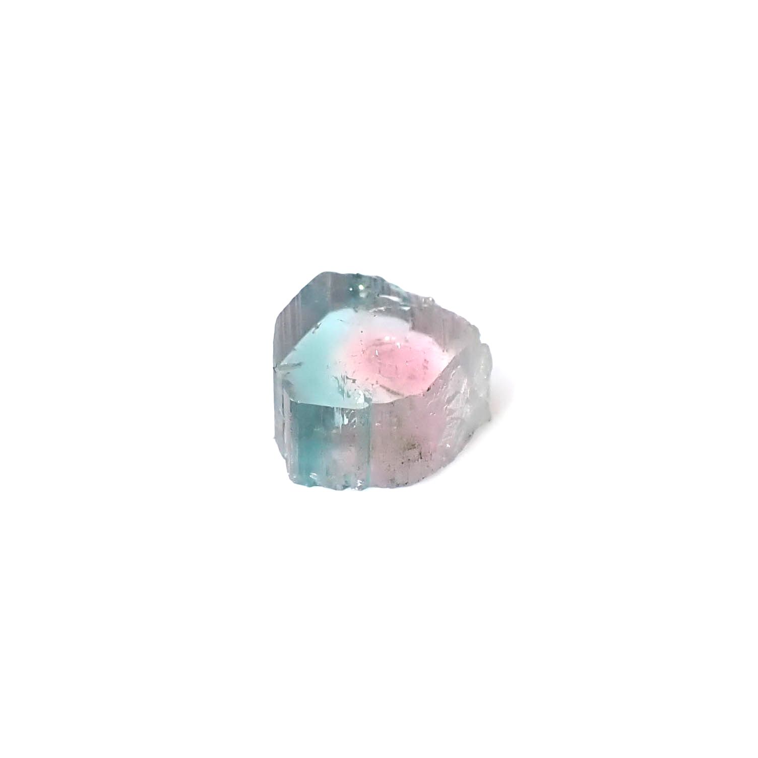ウォーターメロントルマリン 原石スライス アフガニスタン産 1.65ct [250430215]7.6x7.1mm前後