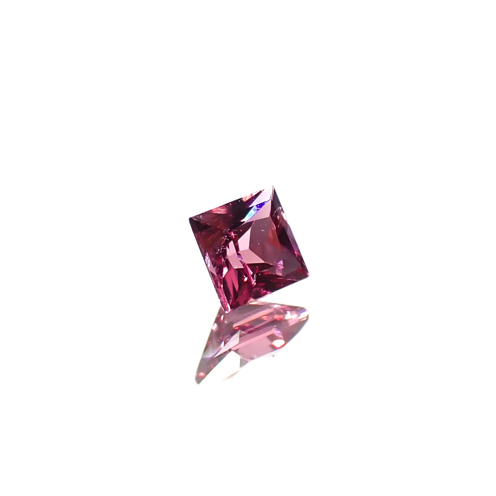 ◇プリンセスカット◇ホットピンクスピネル(宝石名ピンク・スピネル)タンザニア産 0.20ct 識別済[220817537]3x3mm前後