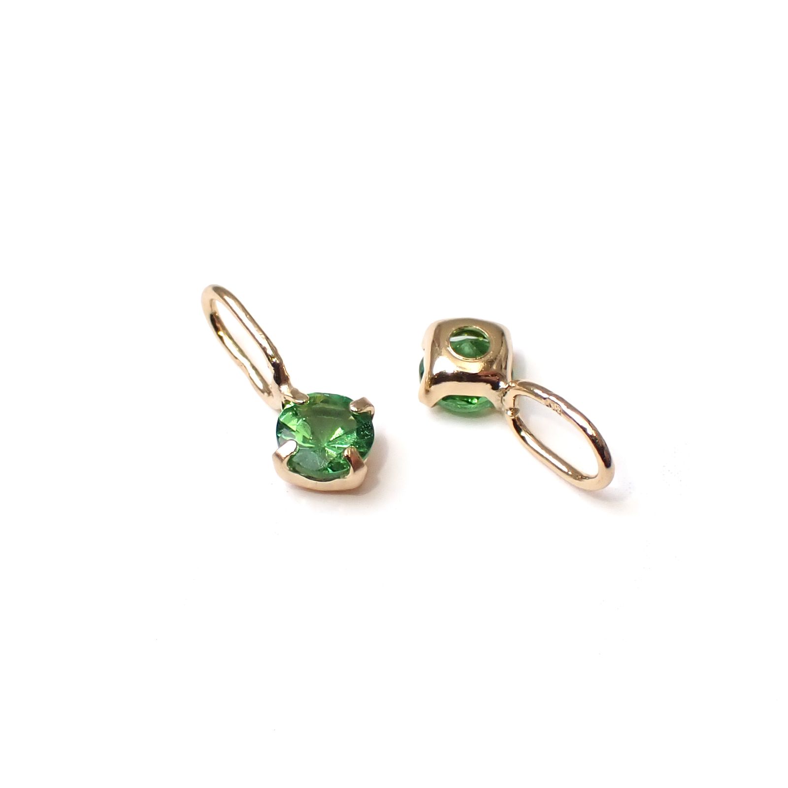 ◇K18 Petitデザイン限定品◇一粒石ジュエリー | ツァボライト 3mm [チャーム/ペンダントトップ※チェーン別売り]