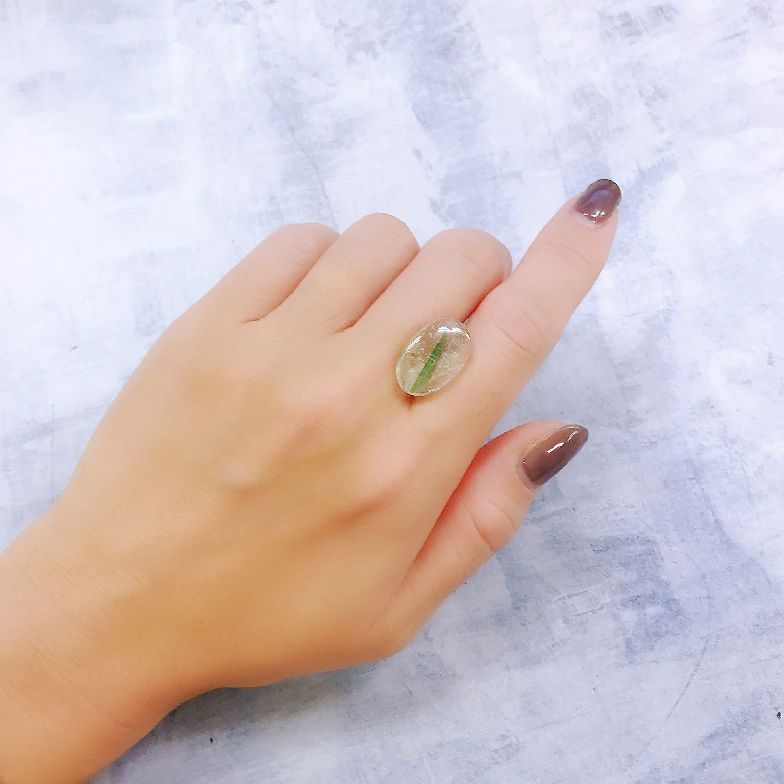 グリーントルマリンインクォーツ ブラジル・ミナスジェライス州産 8.77ct[221018312]18.2x11.8mm前後
