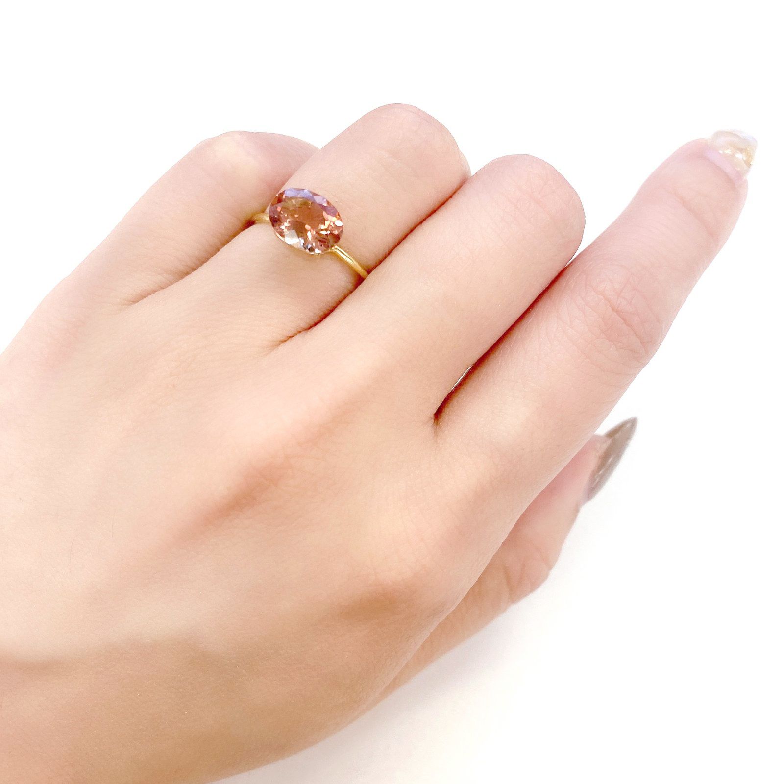 オレゴンサンストーン(宝石名ラブラドライト) アメリカ・オレゴン州産 1.65ct 識別済[210510536]9×7.1mm前後