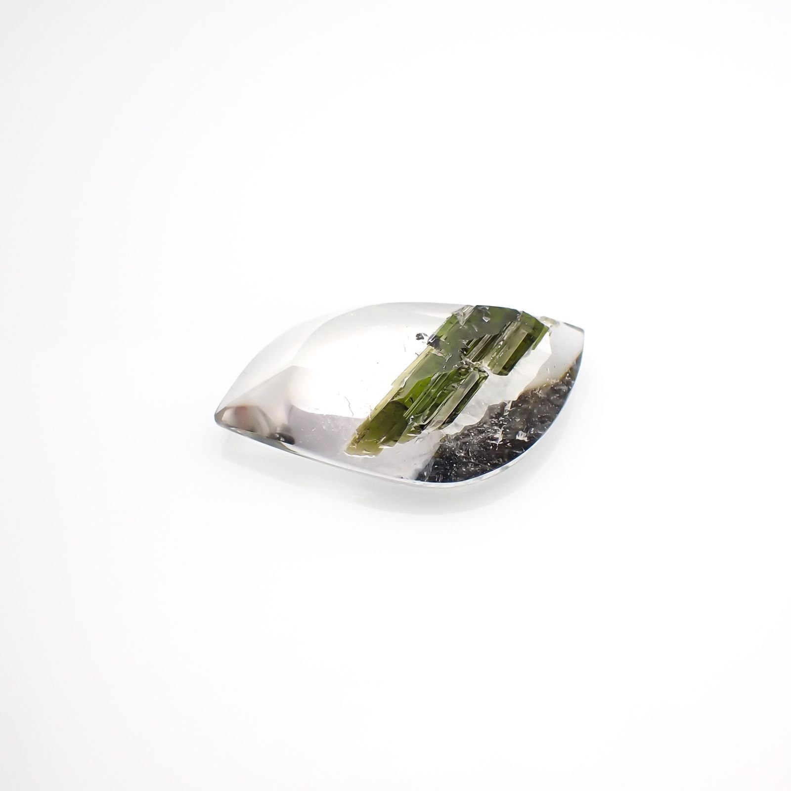 グリーントルマリンインクォーツ ブラジル・ミナスジェライス州産 21.23ct[221018306]29x17mm前後