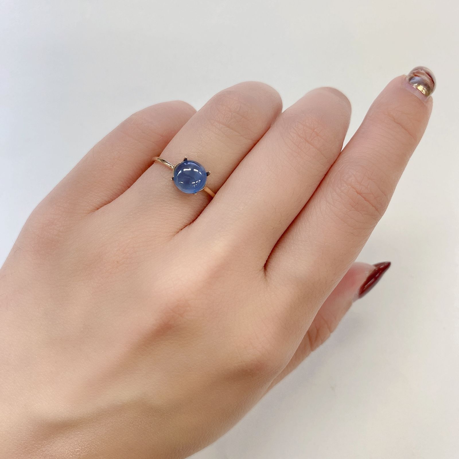 アパタイトキャッツアイ(宝石名ブルー アパタイト・キャッツアイ)マダガスカル産 1.310ct ソ付(彩珠)[231023941]7.3x7.2mm前後