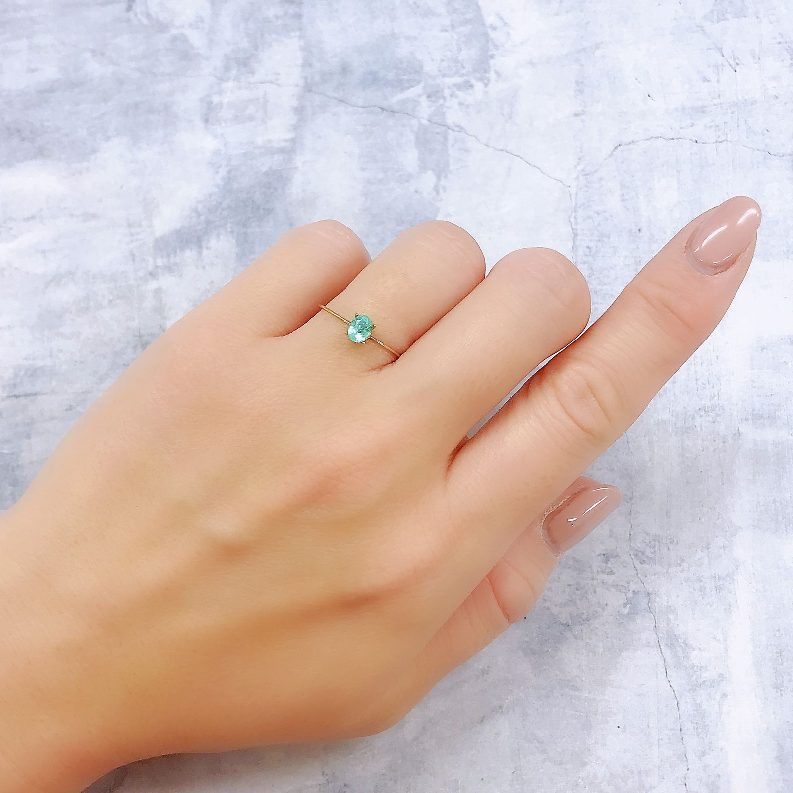 パライバトルマリン(宝石名トルマリン/別名パライバ・トルマリン)ブラジル・キントス鉱山産 0.362ct ソ付(宝貴協)[221018743]4.8x3.8mm前後