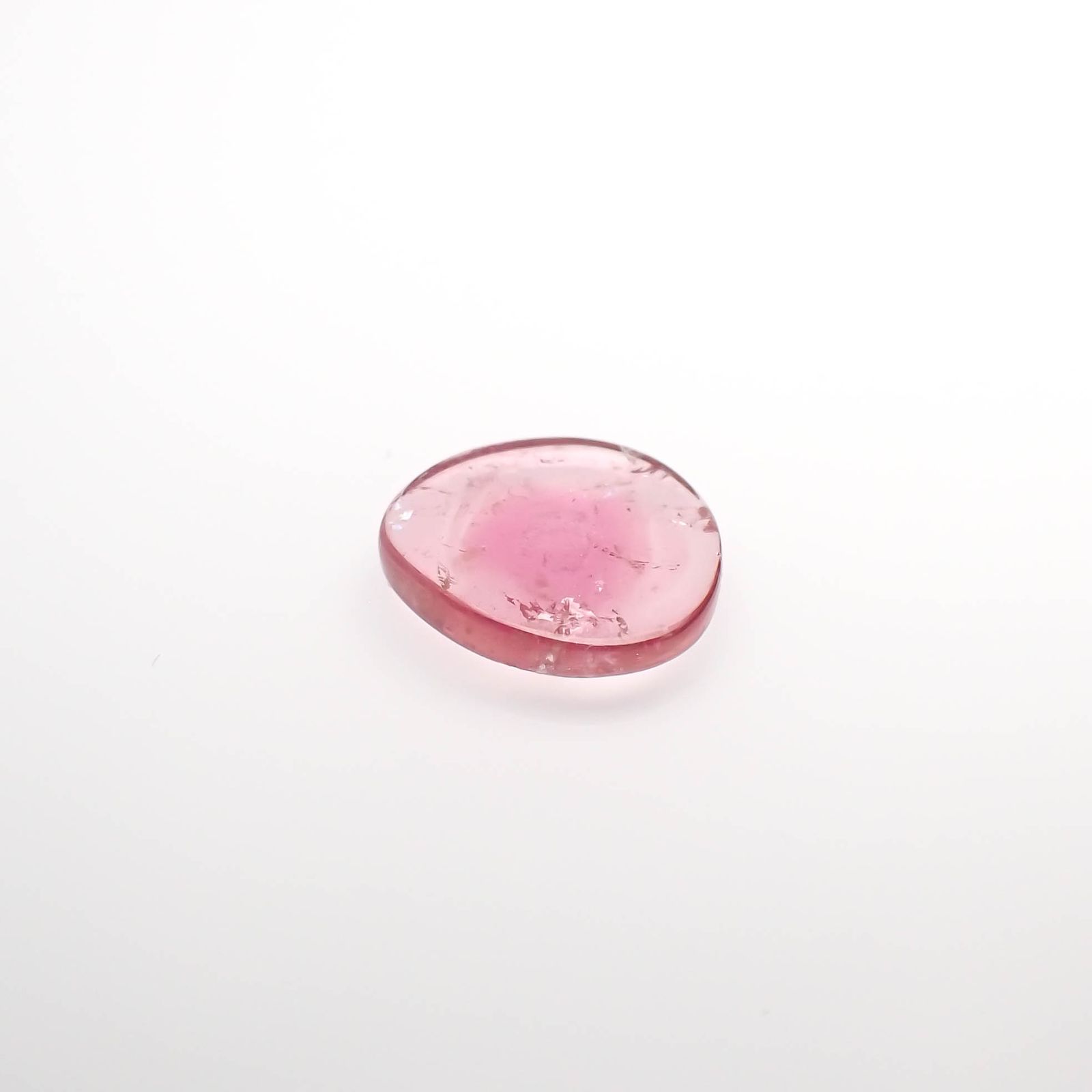 ピンクウォーターメロントルマリン 原石スライス コンゴ民主共和国産 2.11ct[230421483]10.5x9.5mm前後