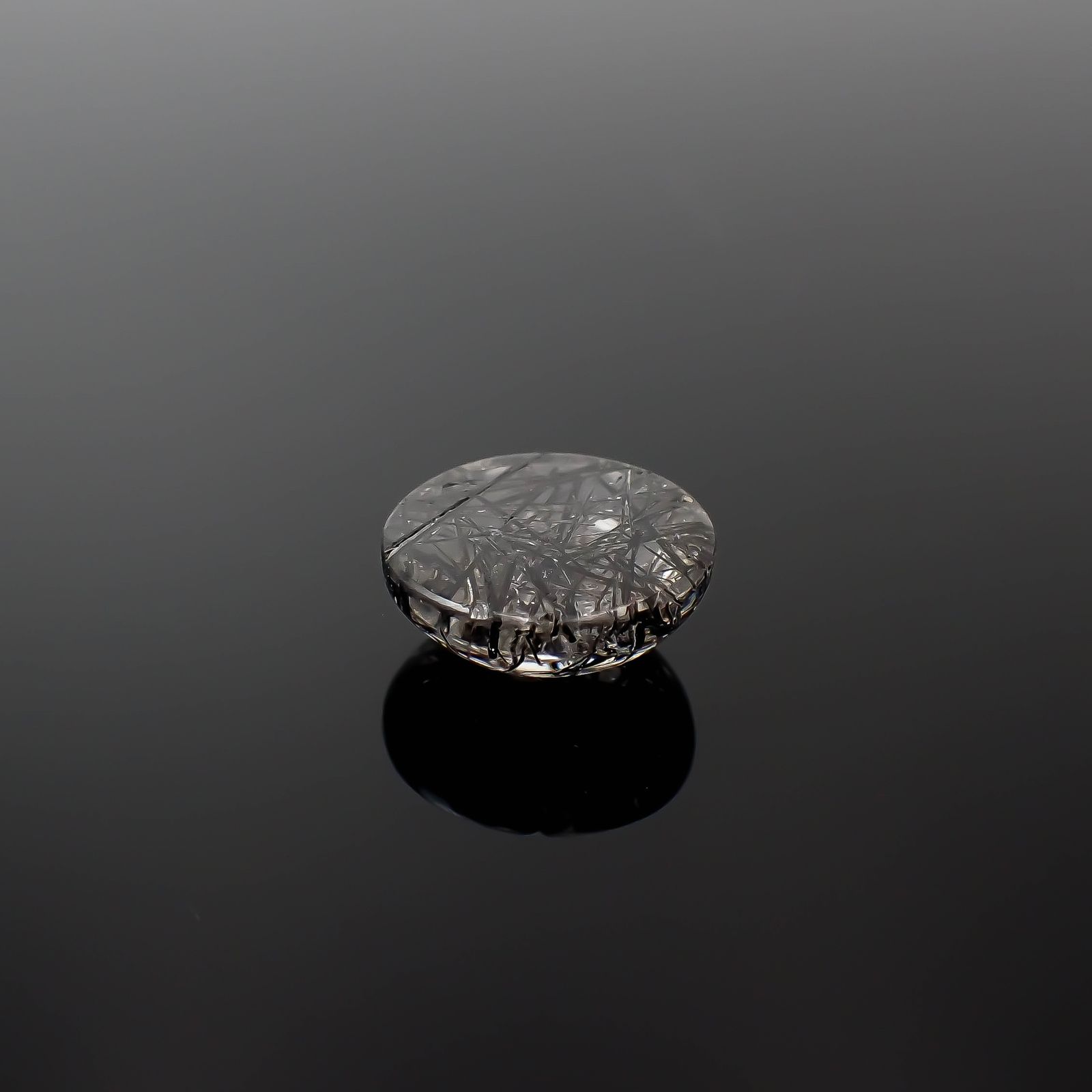ブラックトルマリンインクォーツ ブラジル産 8.44ct[240427059]14.1x14.1mm前後