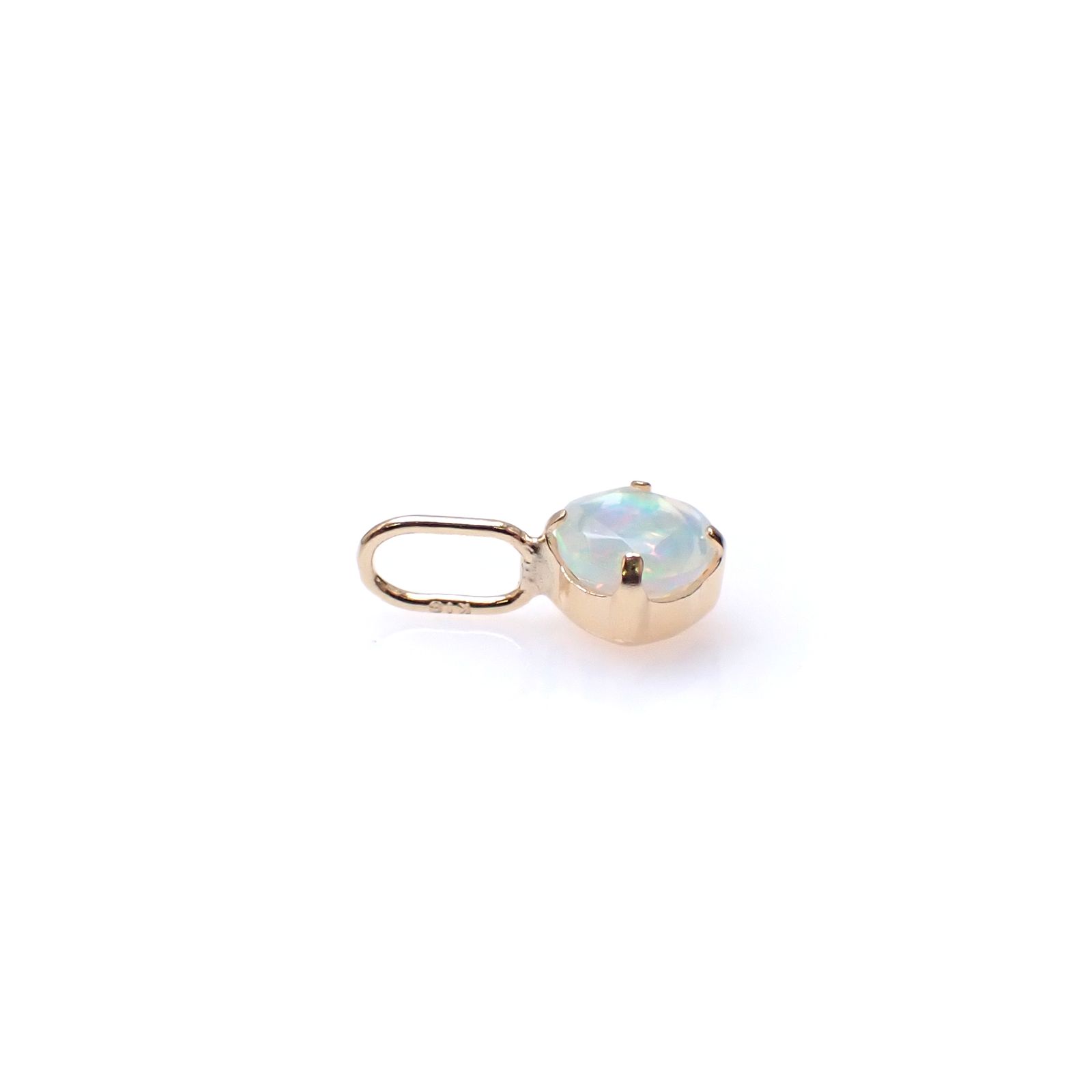 ◇K18 Petitデザイン限定品◇一粒石ジュエリー | エチオピアオパール 4.0mm [チャーム/ペンダントトップ※チェーン別売り]
