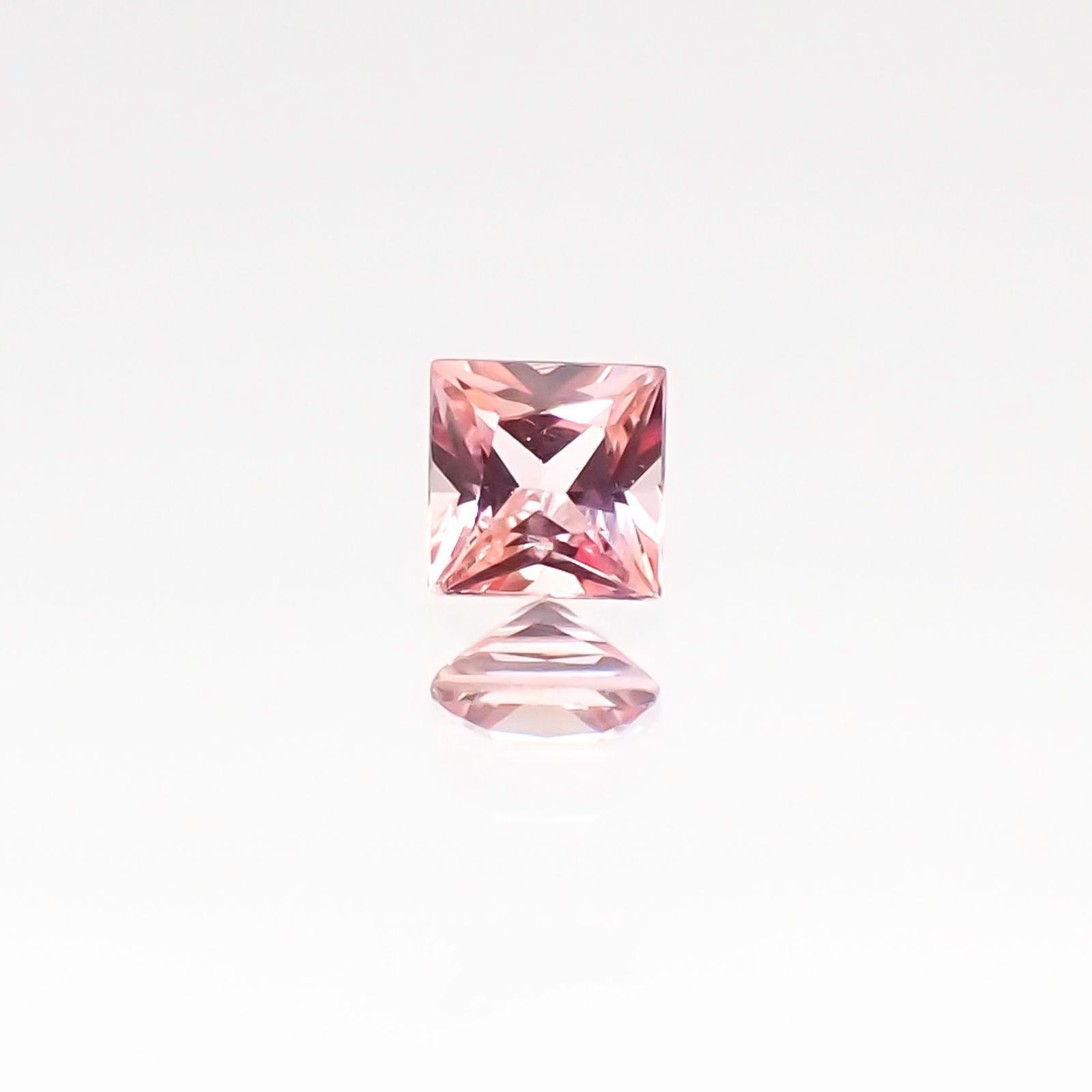 ◇プリンセスカット◇パパラチャサファイア スリランカ産 ルース 0.095ct ソーティング付き[20106949]2.45×2.44mm前後
