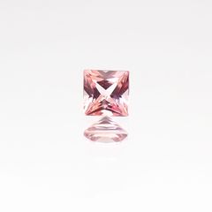 ◇プリンセスカット◇パパラチャサファイア スリランカ産 ルース 0.095ct ソーティング付き[20106949]2.45×2.44mm前後