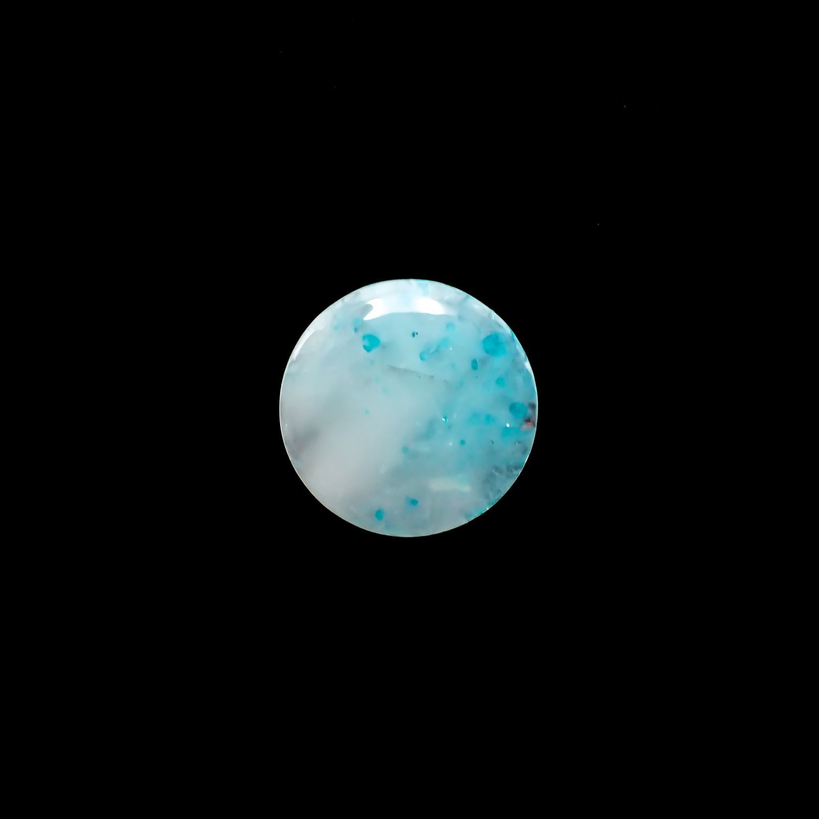 パライバトルマリンインクォーツ(宝石名トルマリンインクォーツ/別名パライバ・トルマリン)ブラジル産 4.946ct ソ付(宝貴協)[221018824]13.9x13.9mm前後