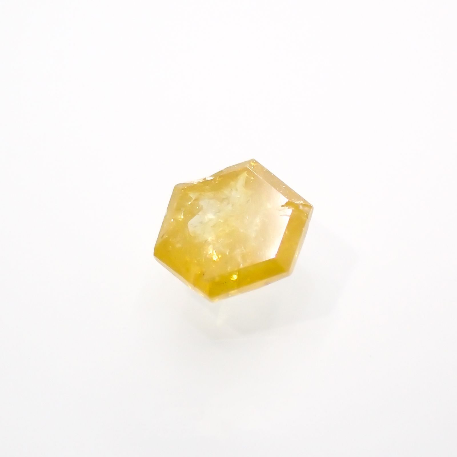 ◇ヘキサゴンアンティークカット◇イエローダイヤモンド(宝石名ダイアモンド) 南アフリカ産 0.13ct 識別済[210813118]2.9×2.9mm前後