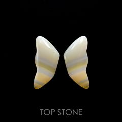 ◇カスタムカット◇アイリスアゲート 2個セット(蝶々) スライス インドネシア・スマトラ産 27.67ct[221118991]31.6-31.7x15.8-15.5mm前後