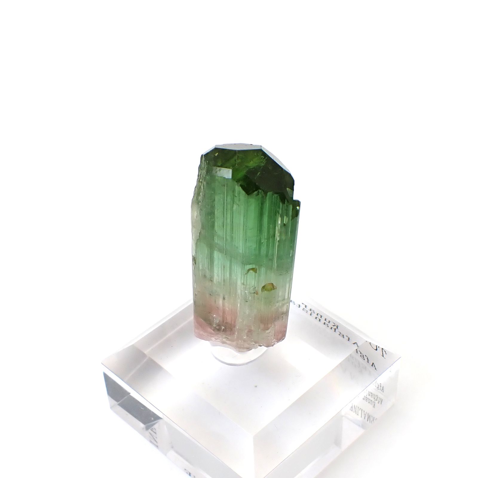 トルマリン柱状結晶原石 アフガニスタン・クナル州産 アクリル台座付き 95.18ct(19.03g) / 13.3x18.2x41.1mm前後 [260632365]