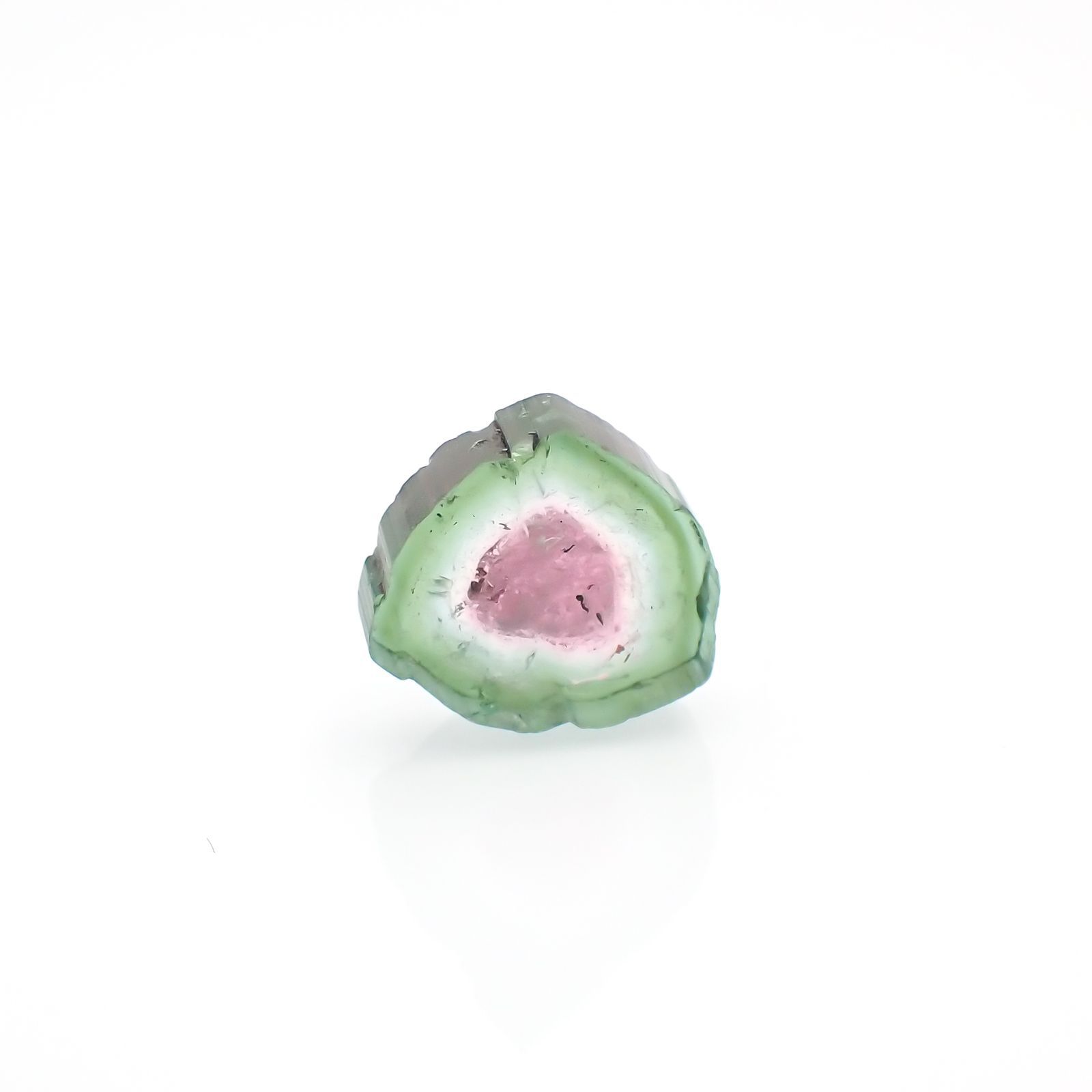 ウォーターメロントルマリン 原石スライス コンゴ民主共和国産 4.70ct[221018612]11.5x10.7mm前後