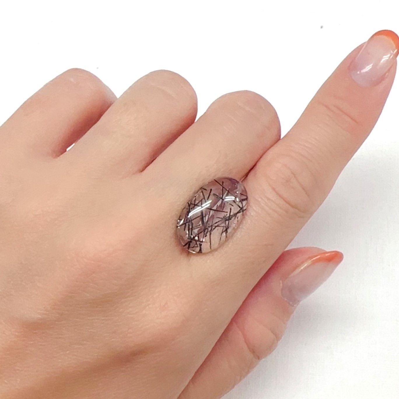 ブラックトルマリンインクォーツ ブラジル産 7.67ct[240427064]19.3x12.2mm前後