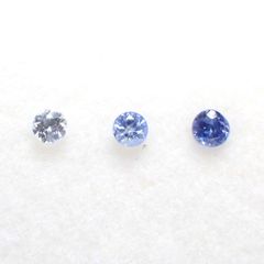 ベニトアイト カラーグラデーション3pcsセット アメリカ・カリフォルニア州産 0.17ct(3pcs合計)[230220506]2.2-2.3x2.2-2.3mm前後