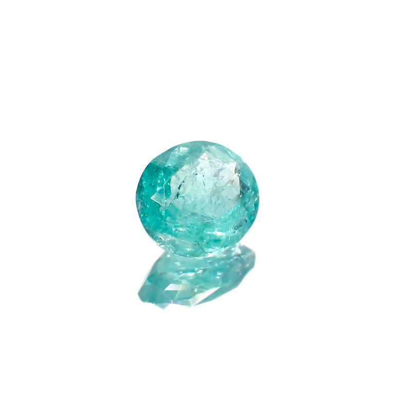 パライバトルマリン(宝石名トルマリン/別名パライバ・トルマリン)ブラジル・キントス鉱山産 0.417ct ソ付(宝貴協)[221018734]5.2x4.5mm前後