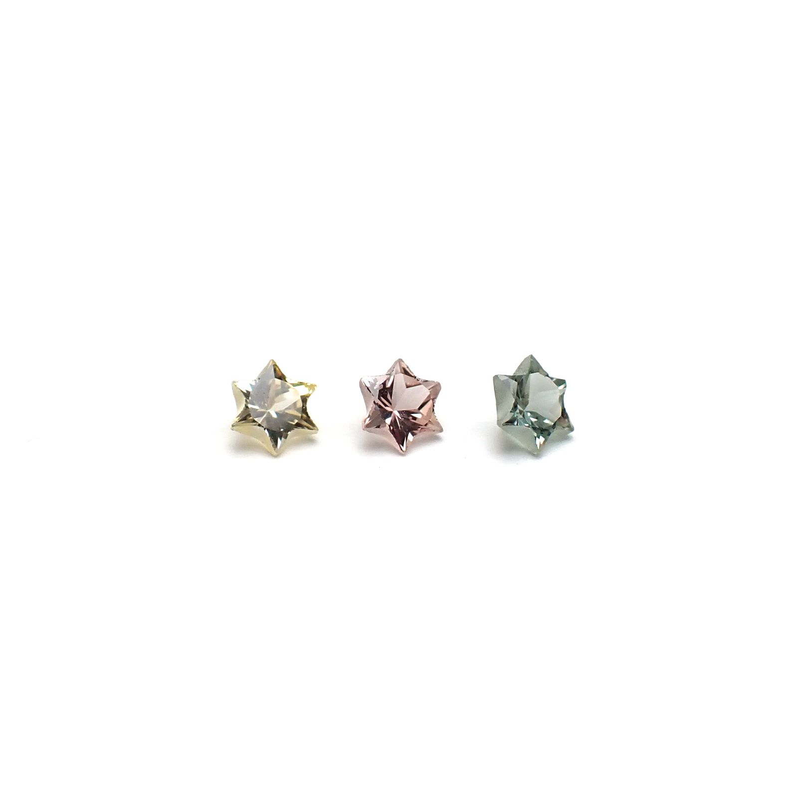 ◇カスタムカット◇サファイア カラーグラデーション3個セット スリランカ/マダガスカル産 0.32ct(3pcs合計) / 3.1-3.2x3.1-3.2mm前後 [260632325]