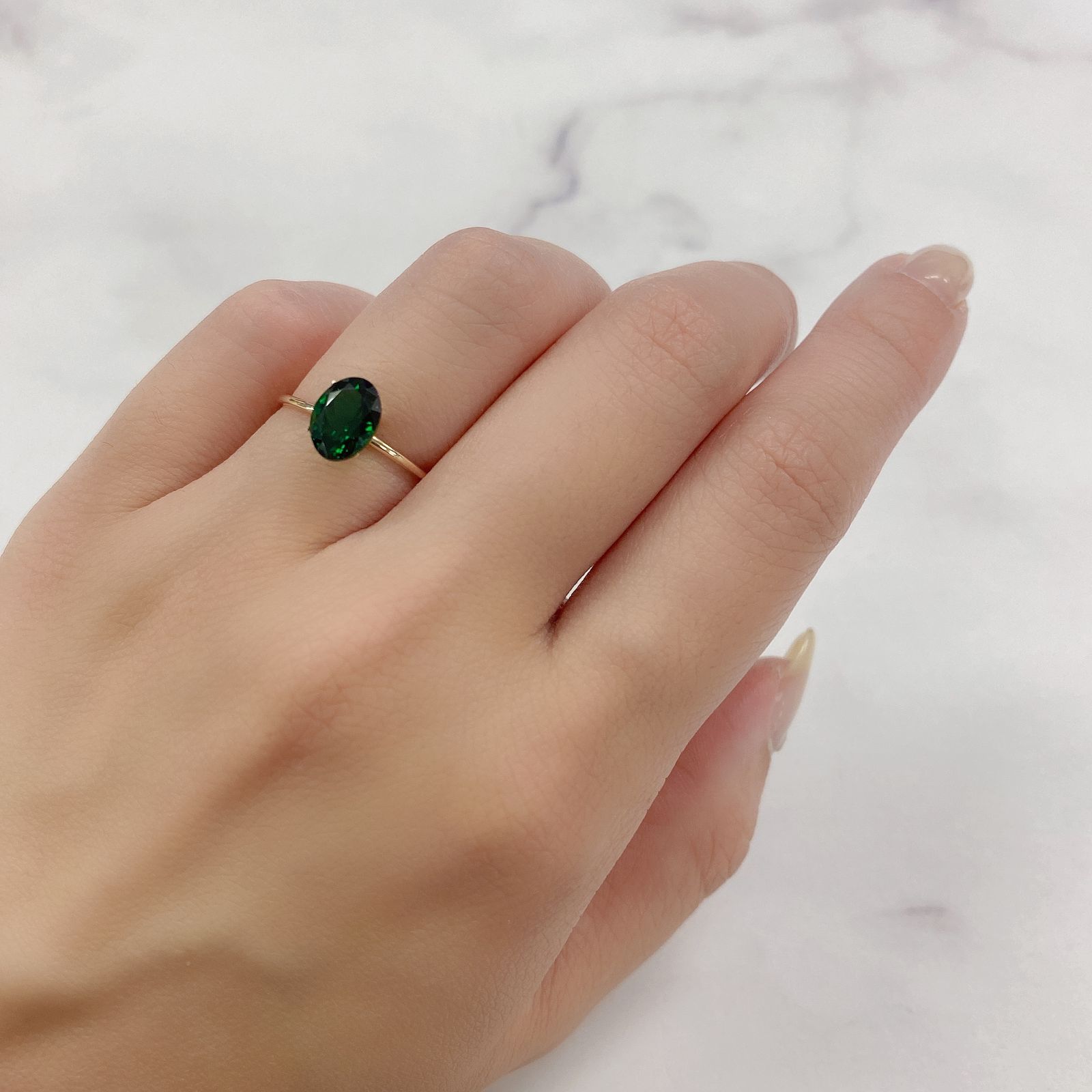 ツァボライト(宝石名グリーン グロッシュラー・ガーネット) タンザニア産 1.524ct ソ付(彩珠)[210310348]8.1×6.2mm前後