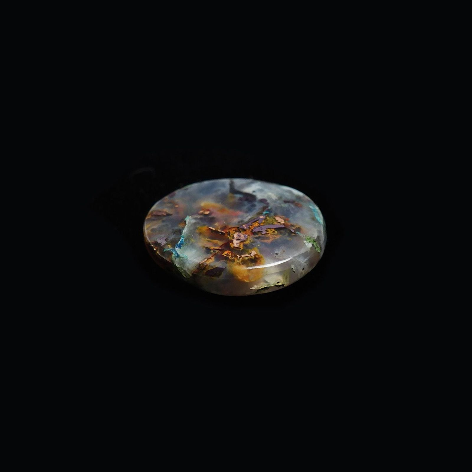コッパークリソコラインカルセドニー インドネシア産 16.25ct / 17.9x17.7mm前後 [240125547]