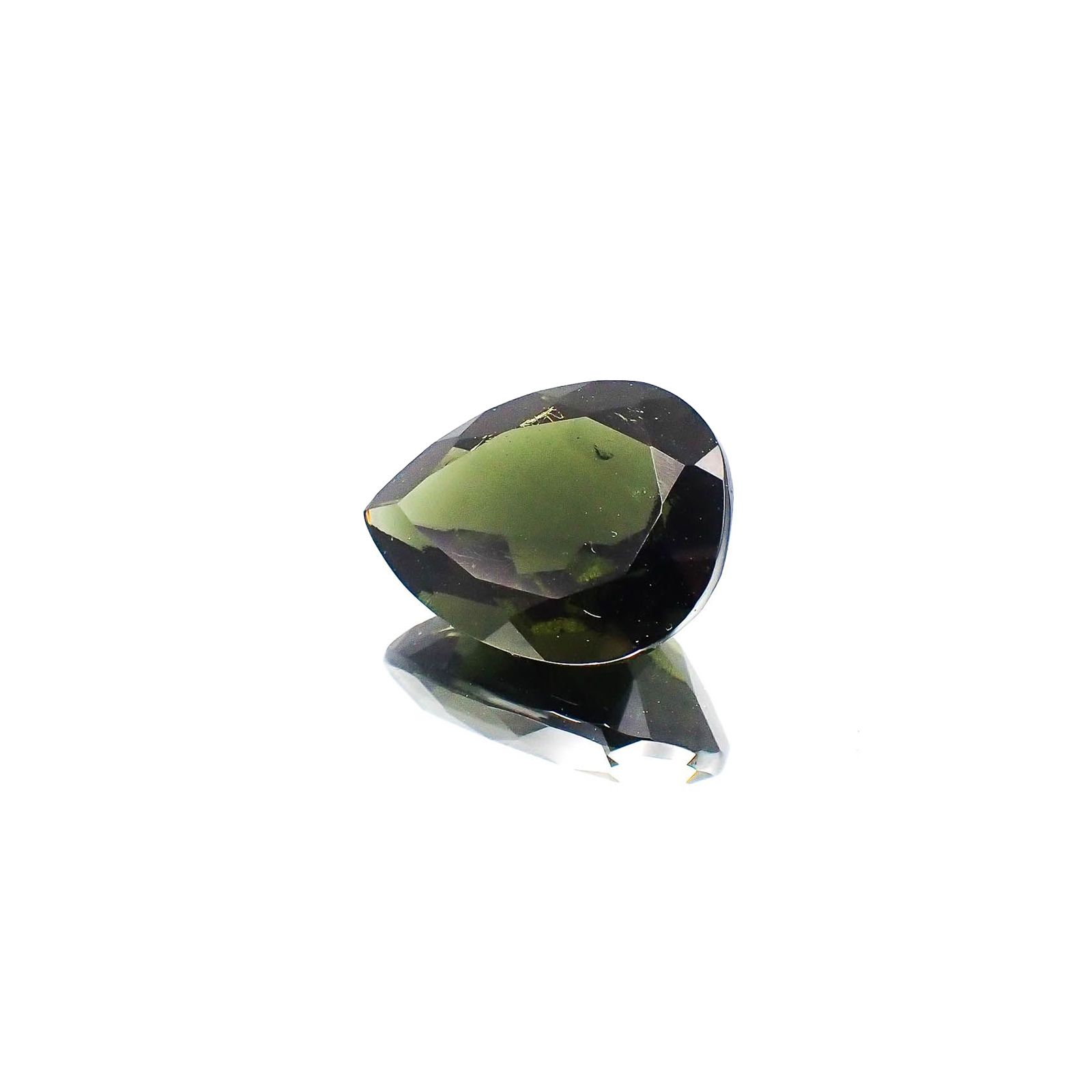 <ランダムセレクト1個販売> モルダバイト(宝石名モルダバイト) ペアシェイプカット 発見地：旧チェコスロバキア 12.50ct前後 識別済[20073978]20×15mm前後