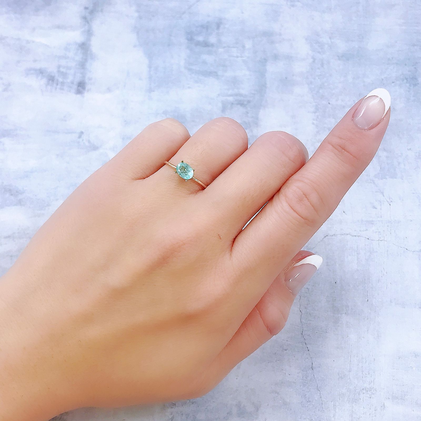 パライバトルマリン(宝石名トルマリン/別名パライバ・トルマリン)ブラジル・キントス鉱山産 0.477ct ソ付(宝貴協)[221018751]6.2x4.6mm前後