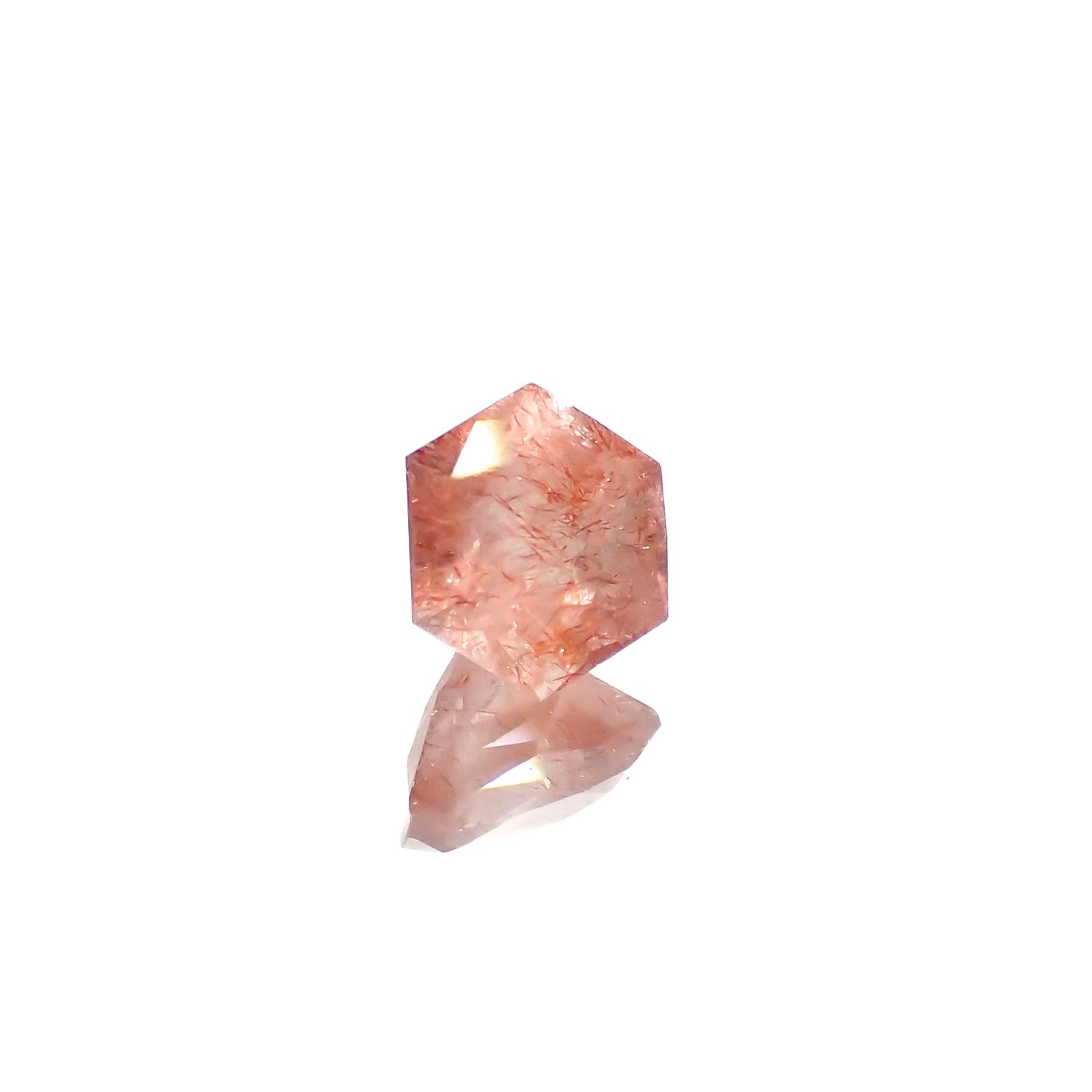 ◇ヘキサゴンカット◇ストロベリークォーツ カザフスタン産 0.72ct[240125486]5.6x5.5mm前後