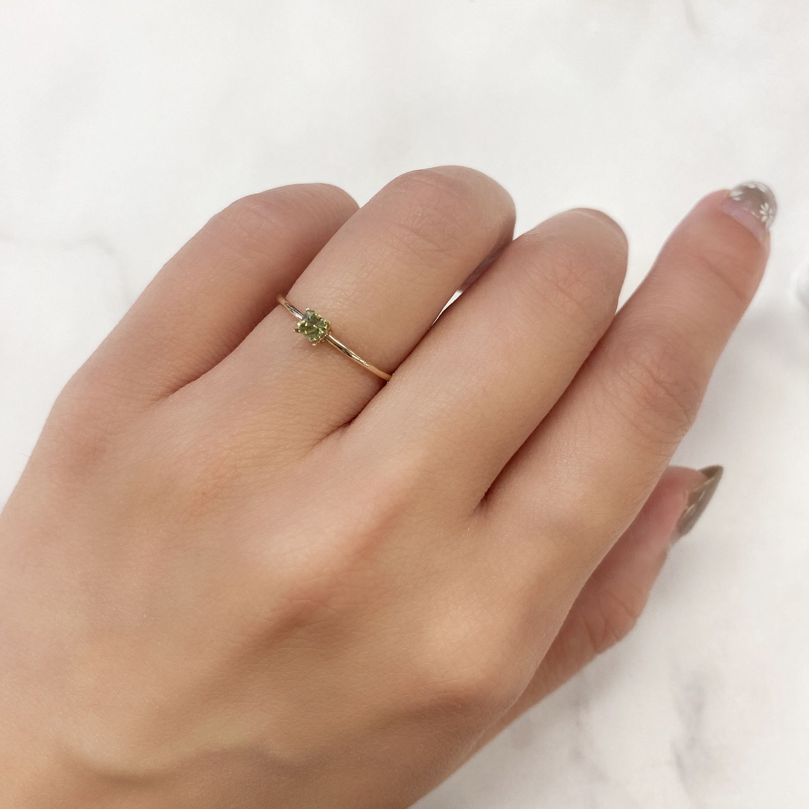 デマントイドガーネット(宝石名デマントイド・ガーネット) ナミビア産 0.17ct 識別済[210912792]2.9×2.9mm前後
