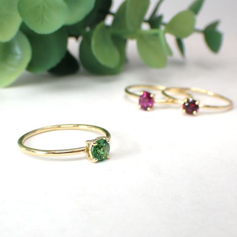 リング空枠：石留め▶クロムトルマリン（お客様製作例）