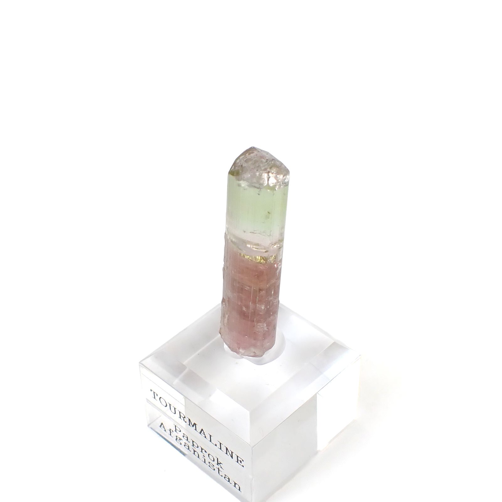 トルマリン柱状結晶原石 アフガニスタン・パプロク鉱山産 アクリル台座付き 26.8ct(5.36g) / 8x8.1x34.7mm前後 [260632363]