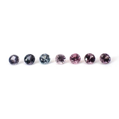 スピネル カラーグラデーション7個セット(宝石名スピネル)ビルマ/マダガスカル産 識別済 1.25ct(7pcs合計) / 3.3-3.4x3.3-3.4mm前後 [260331894]