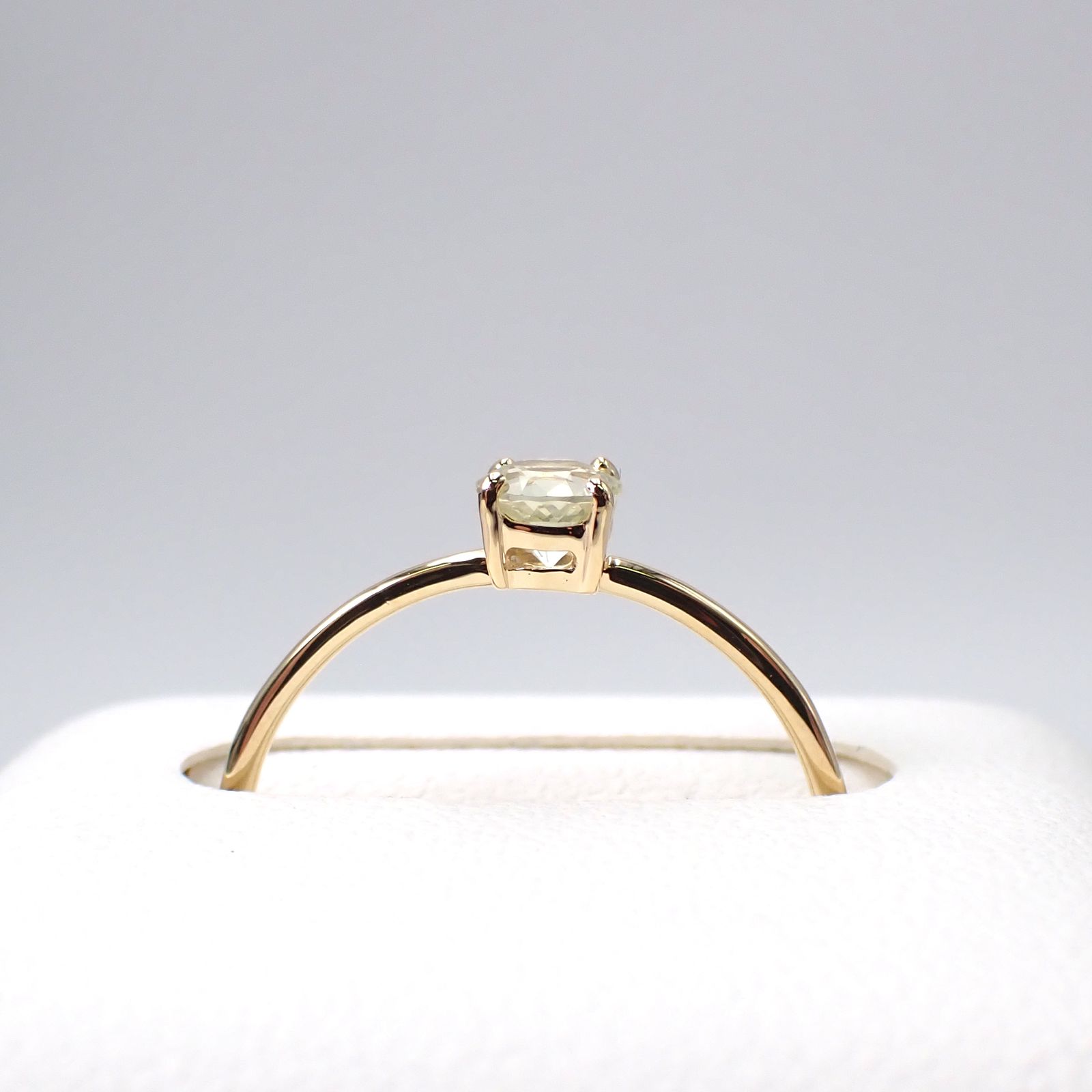リング空枠：石留め▶シルキーイエローサファイア（お客様製作例）