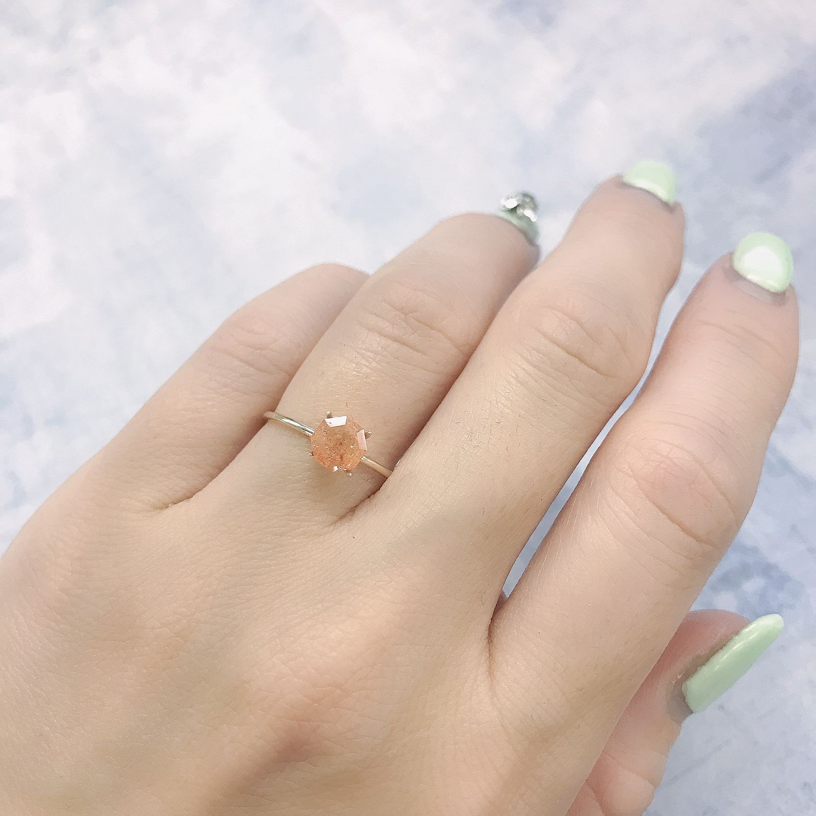 ◇オクタゴンカット◇イリュージョンサンストーン インド産 0.77ct[220115488]5.7x5.6mm前後