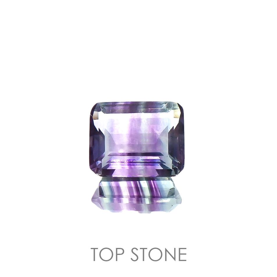 パーティカラーフローライト(宝石名フルオライト)ブラジル産 4.14ct 識別済[220115082]10.1x8.1mm前後