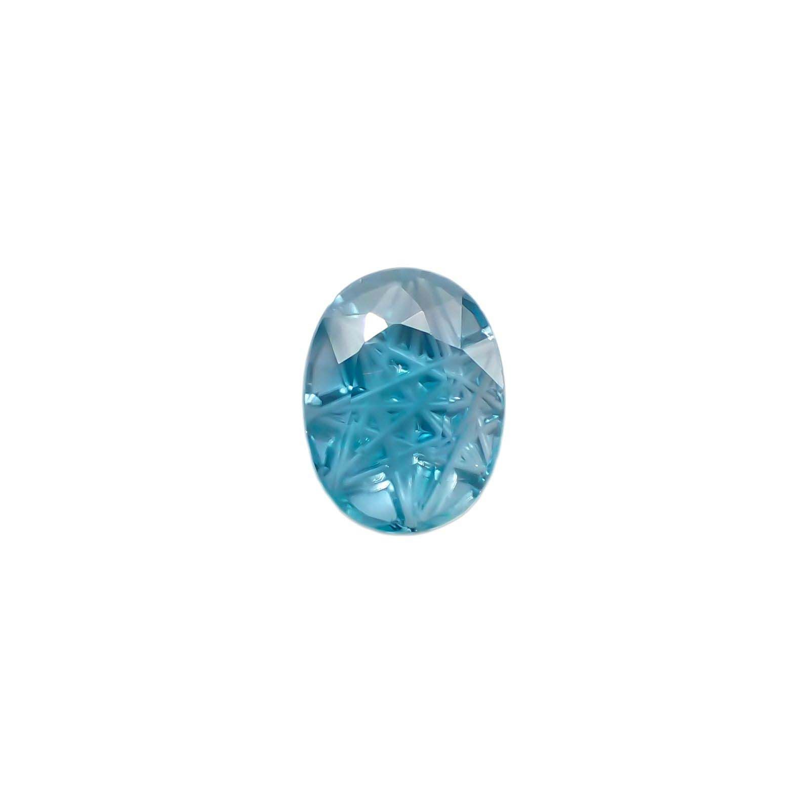 ◇甲州貴石切子Plus Three◇ブルージルコン カード付き(宝石名ジルコン)カンボジア産 1.55ct 識別済[220114610]7.9x6mm前後