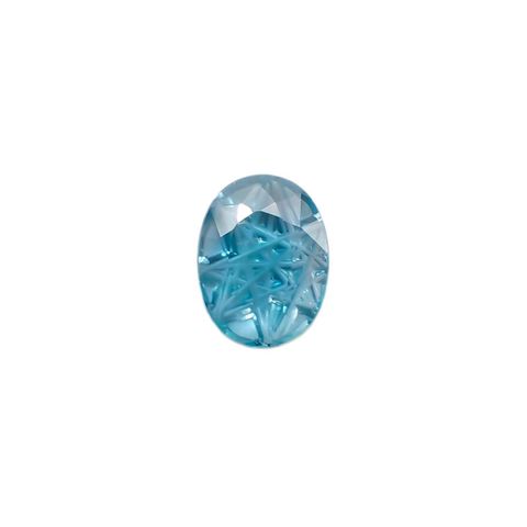 ◇甲州貴石切子Plus Three◇ブルージルコン カード付き(宝石名ジルコン)カンボジア産 1.55ct 識別済[220114610]7.9x6mm前後