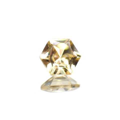 ◇ヘキサゴンカット◇イエロージルコン(宝石名ジルコン) カンボジア産 0.76ct 識別済[210410477]5×5mm前後