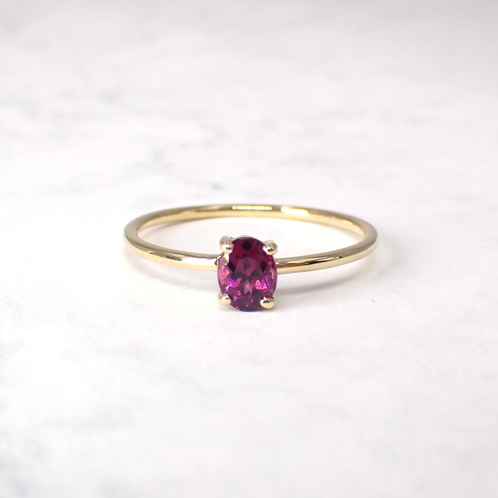 リング空枠：石留め▶グレープガーネット（お客様製作例）