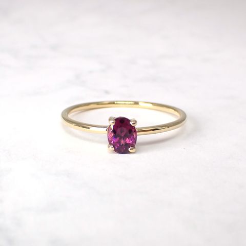 リング空枠：石留め▶グレープガーネット（お客様製作例）