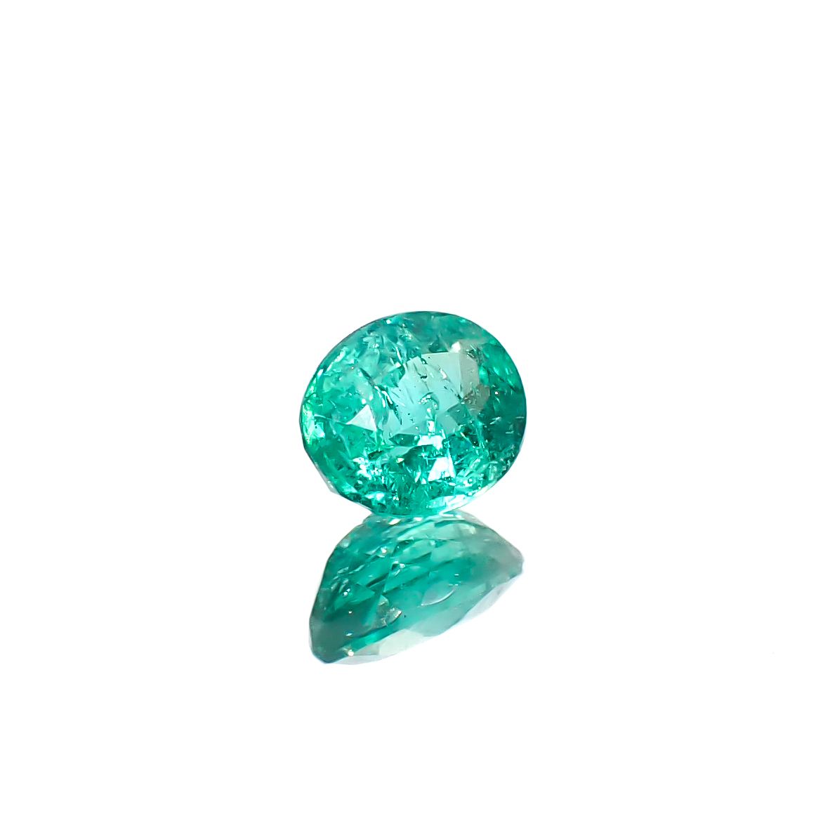 パライバトルマリン(宝石名トルマリン/別名パライバ・トルマリン)ブラジル・キントス鉱山産 0.405ct ソ付(宝貴協)[241229538]5.02x4.05mm前後
