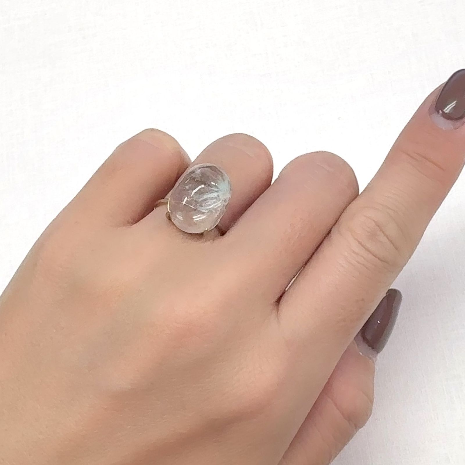 アホイトインクォーツ 南アフリカ・メッシーナ鉱山産 8.83ct [241029311]16.2x12.4mm前後