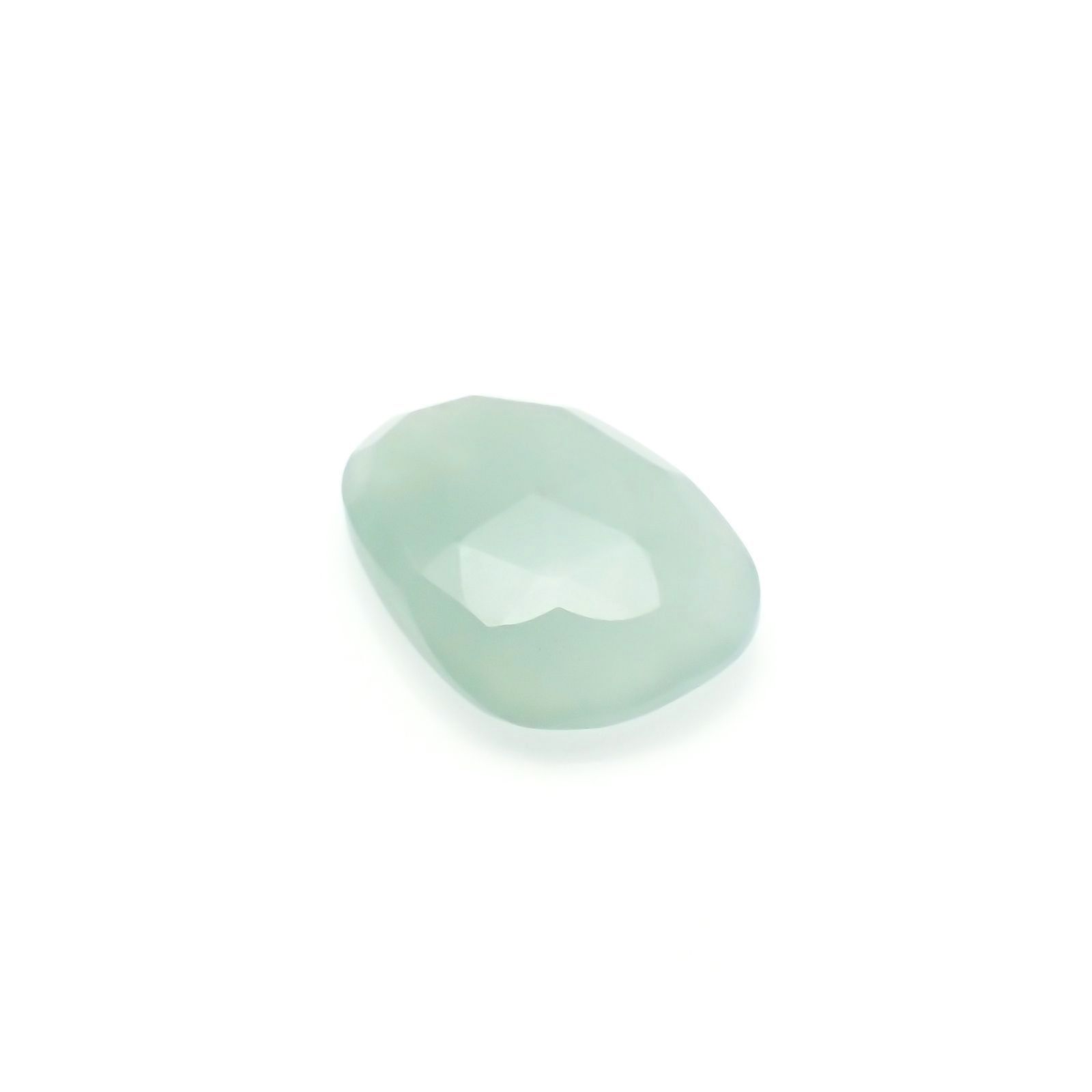 ◇フリーフォーム・ローズカット◇アクアプレーズ(宝石名ブルー グリーン・カルセドニー)南アフリカ産 4.83ct 識別済[230421890]14.9x10.5mm前後