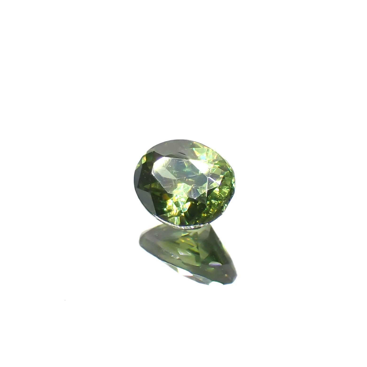 グリーンスファレライト(宝石名グリーン・スファレライト)ブルガリア産 0.355ct ソ付(彩珠)[231225081]4.5x3.6mm前後