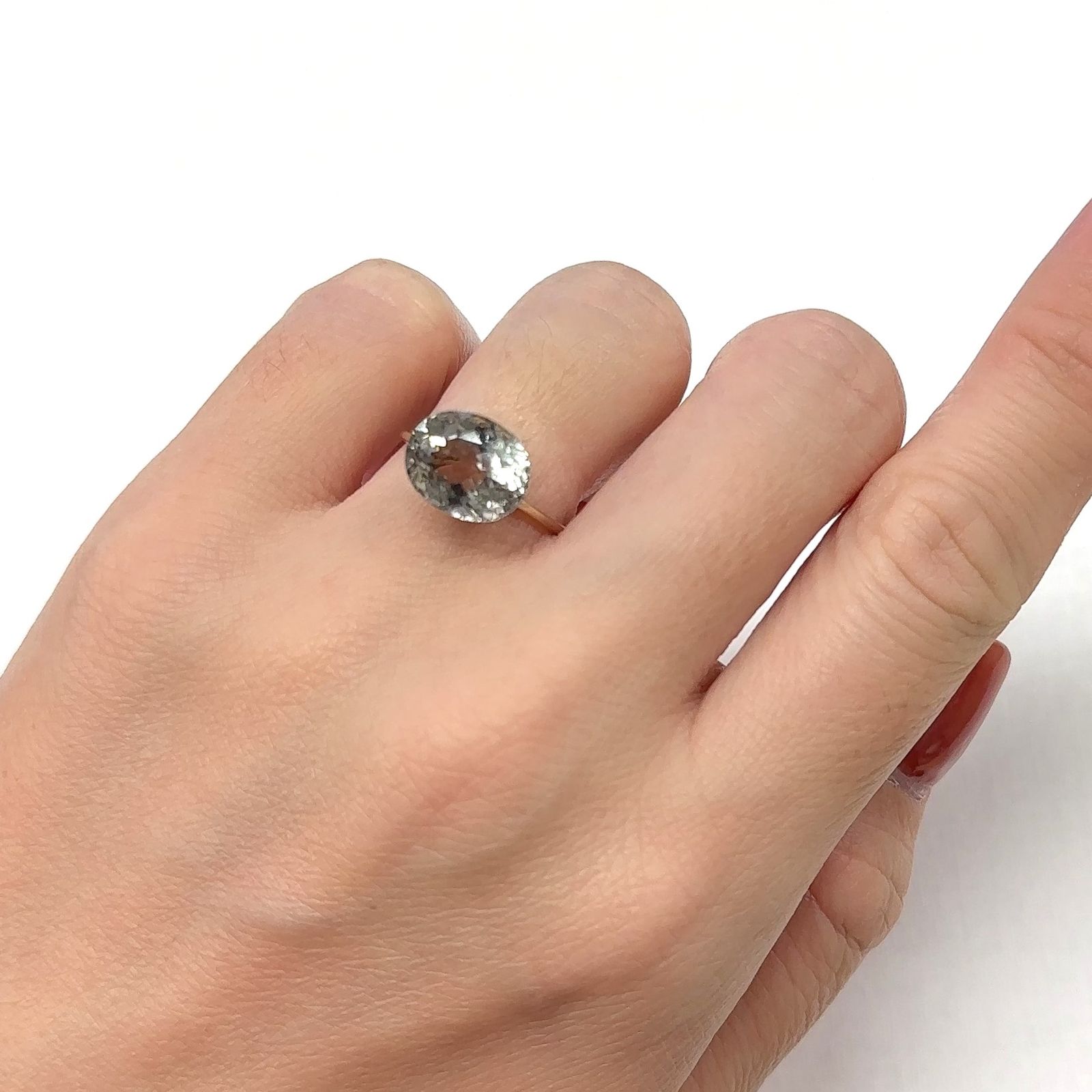 リリーパッドアパタイト フルオレッセンス アフリカ産 4.45ct [241129416]10.9x8.7mm前後