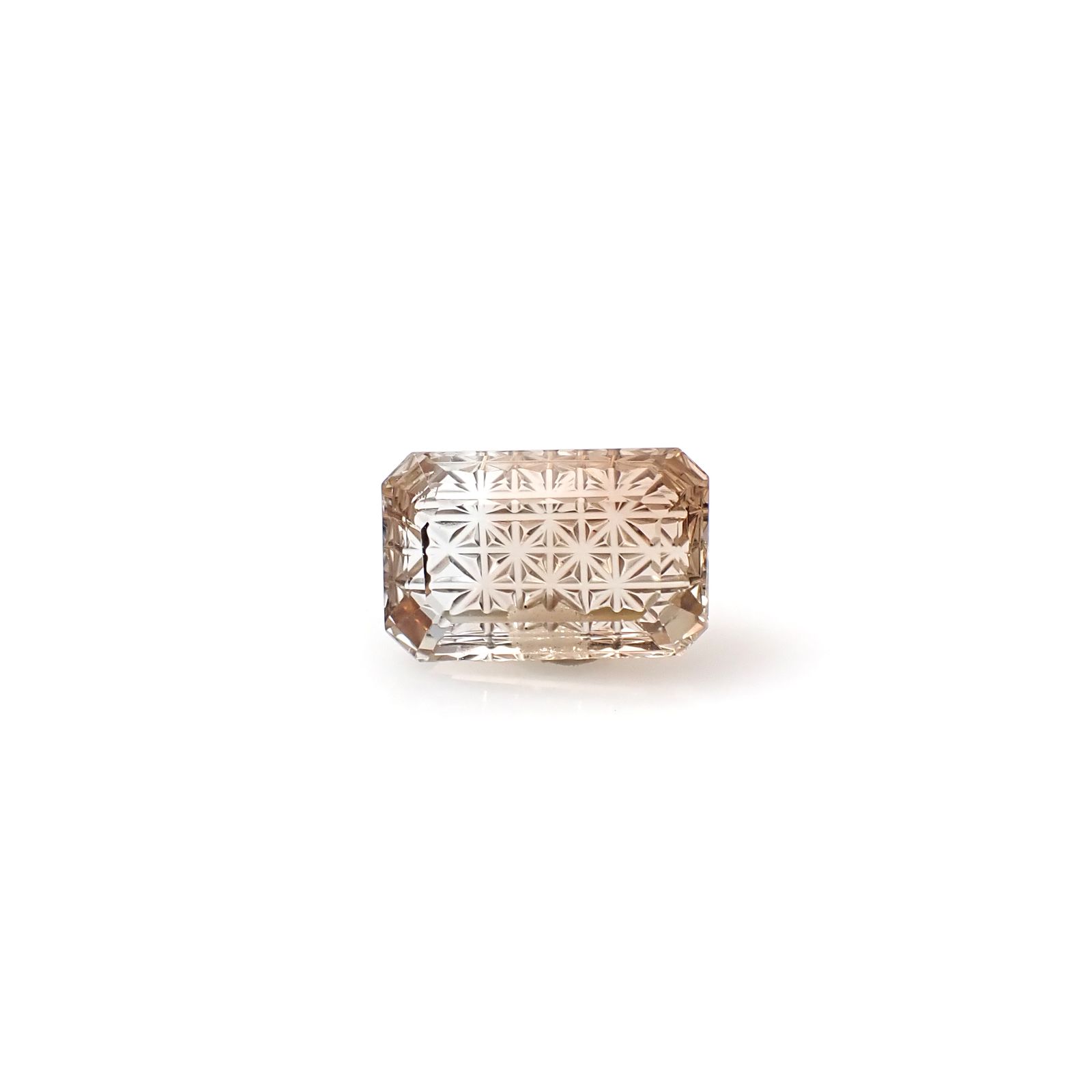 ◇甲州貴石切子Plus Three◇バイカラートパーズ カード付き ブラジル産 5.89ct [250630485]13.1x8.4mm前後