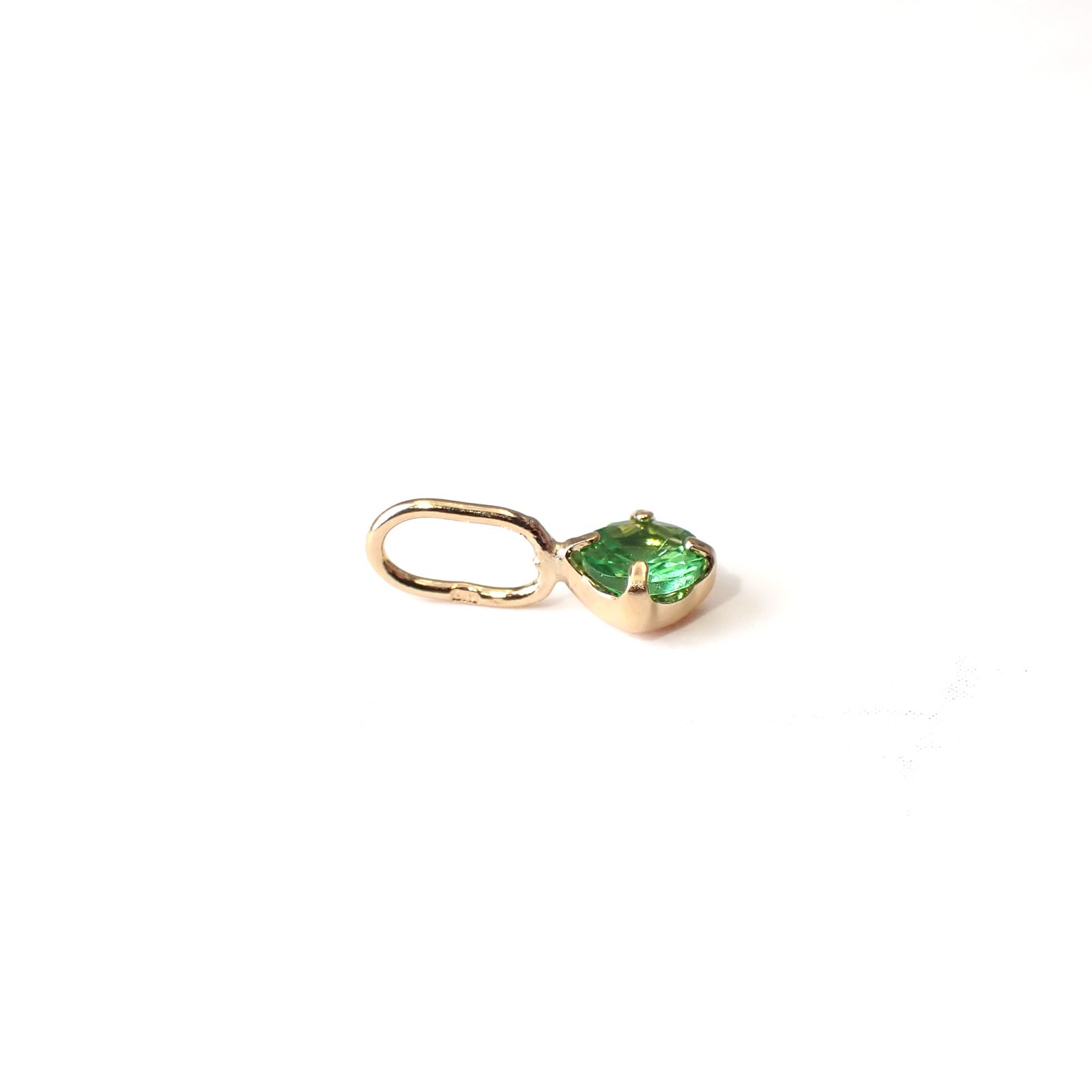 ◇K18 Petitデザイン限定品◇一粒石ジュエリー | ツァボライト 3mm [チャーム/ペンダントトップ※チェーン別売り]