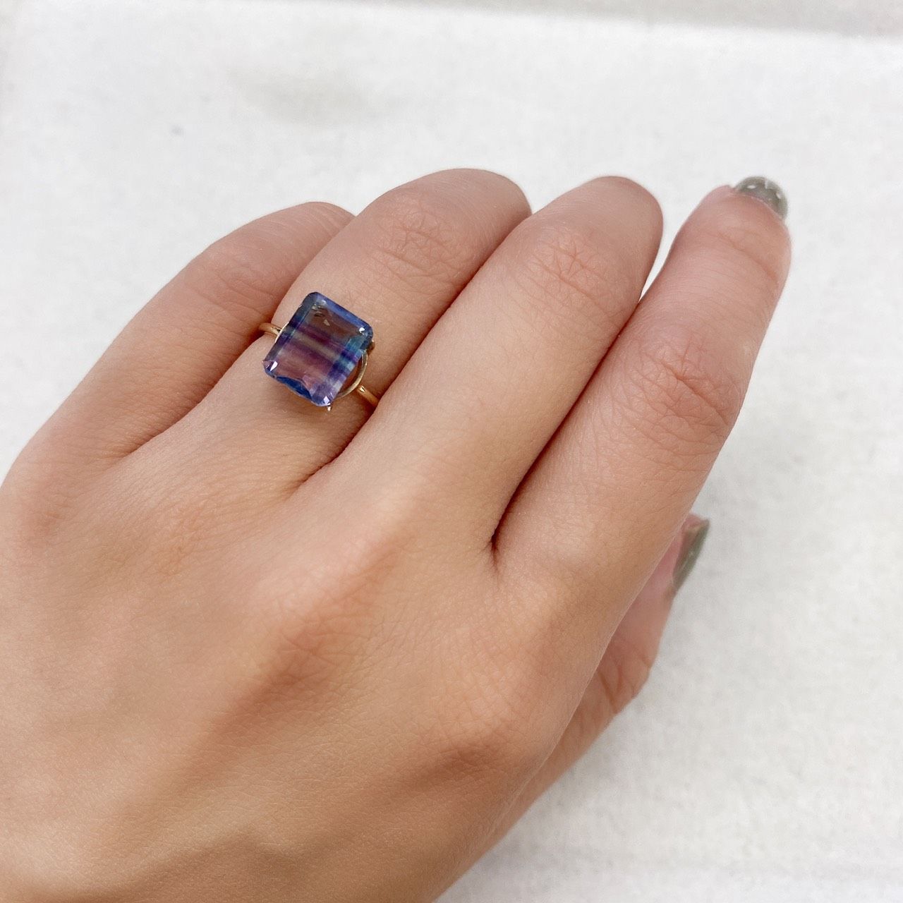 バイカラーフローライト ブラジル産 ルース 3.79ct[210913211]10.1×8mm前後